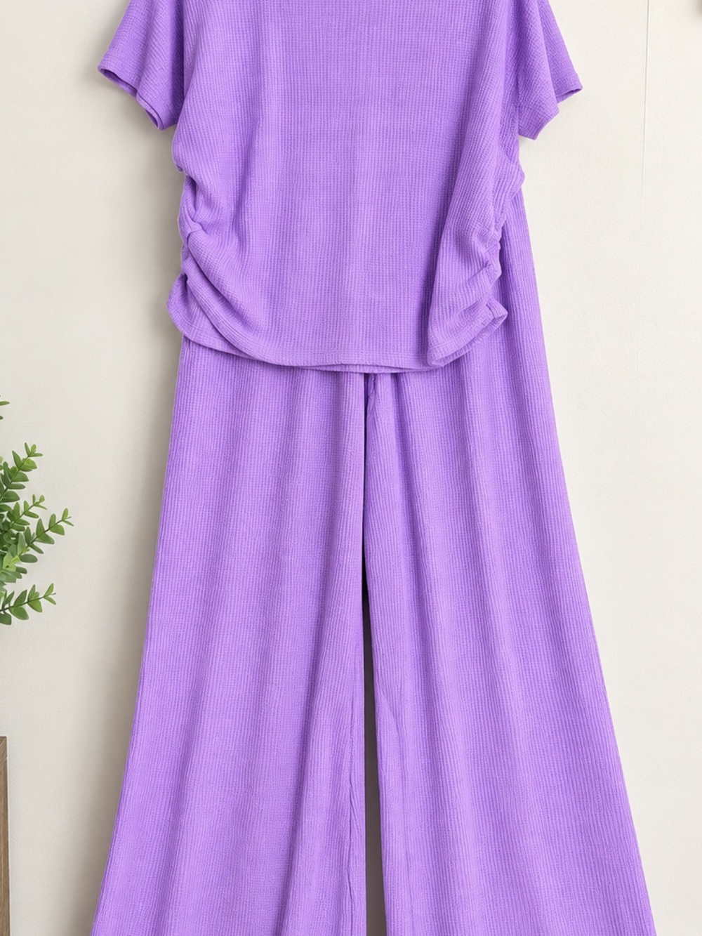 Zenana Women’s Wide-Leg Lounge Pants & Top Set - Lavender